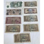 A collection of vintage bank notes, to include a 1960's One pound note and a collection of