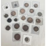 A collection of antique coins in varying conditions. To include Queen Anne penny, Georgian cartwheel