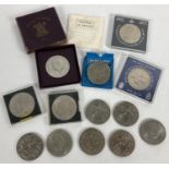 A collection of assorted commemorative crowns and 5 shilling coins. To include: boxed 1951