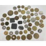 A collection of antique and vintage metal tokens. To include: George III Beechcroft and Sons,