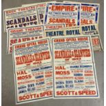 10 large paper 30" x 20" printed theatre posters for the showing of Scandals & Scanties. Showing
