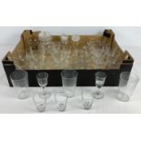 A box of assorted vintage and Edwardian glasses, to include sets, some etched.