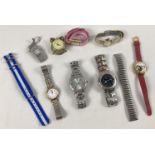 A collection of assorted miniature clocks, wrist watches & straps. To include Seiko, Constant and