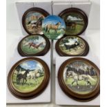 7 boxed limited edition collectors plates featuring horses. 6 by Spode - include wooden mounts. From