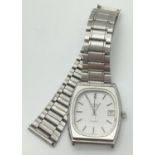 A vintage Omega De Ville mens stainless steel strap wristwatch with date function. For spares or