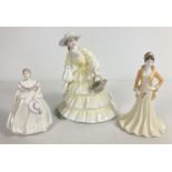 3 Coalport ceramic figurines. Strawberry Fayre from The Ladies of Fashion range in yellow