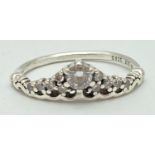 A silver Fairy Tale Tiara ring by Pandora set with clear stones. Marked to inside of band S925 Ale