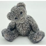 A filled sterling silver 1994 Theodore bear figurine by Country Artists. Silver mark and makers