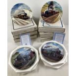 8 boxed Davenport Pottery Limited Edition ceramic collectors plates featuring trains. All with CoA'