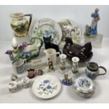 A box of assorted vintage & modern ceramics to include Limoges, T G Green, Portmeirion and Ridgway.