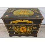 An early 20th century 3 drawer satin wood chest with later naval Admiralty records painted