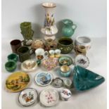 A box of assorted vintage ceramics to include Sylvac, Holkham, Royal Winton & Devon Ware.