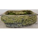 A vintage concrete garden planter in the form of a log. Approx. 22cm tall x 51cm long.