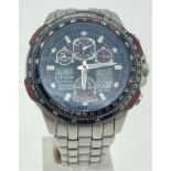 Mens Citizen Eco-drive Skyhawk A-T Red Arrows Radio Controlled Alarm Chronograph Titanium Watch