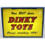 A vintage glass fronted Dinky Toys illuminated shop display sign. Sign reads " Your Best Choice