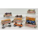 A set of 6 boxed Texaco Scorchers diecast racing cars together with 1 empty box. 1970's, made by