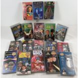 A collection of 18 assorted BBC Doctor Who VHS tapes featuring Sylvester MCCoy, Colin Baker & Paul