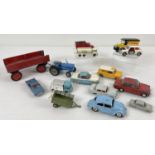 A collection of assorted vintage diecast vehicles in playworn condition. To include: Crescent,