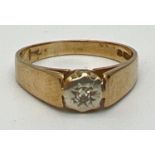 A 9ct yellow gold, illusion set diamond solitaire ring, fully hallmarked inside band. Stone