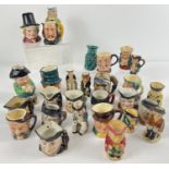 A collection of 28 assorted miniature and small sized ceramic character jugs. To include: