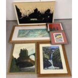 A collection of 6 assorted pictures and paintings to include oil paintings and mixed media. Lot