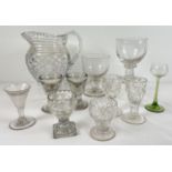 A collection of antique and vintage rummers in varying sizes and designs. Together with a liqueur