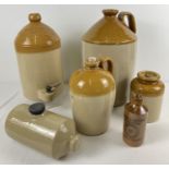 A collection of vintage stone ware and bottles to include Cooper & Brown, East Dereham 2 tone