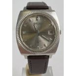 A vintage 1974 Seiko 7005-7022 automatic wristwatch 4D0396. With silver tone square shaped case with