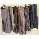 6 women's vintage theatre costume full length skirts to include floral print and tweed style.