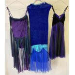 3 theatre company dresses with net overlay detail. To include a halter neck mermaids tail dress.