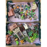 2 boxes of assorted Playmobile accessories, vehicles and weapons. Together with other similar