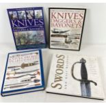 4 assorted large books relating to swords, daggers, bayonets & knives - 2 hardback. To include The