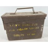 A small vintage metal ammo box L88 with A2 markings. Approx. 19 x 27.5 x 10cm.