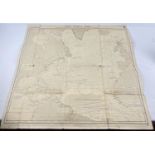 A WWII linen backed Admiralty chart No. 5211 North Atlantic Ocean. Printed information to back