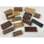 14 assorted wooden .22 and .45 cal loading blocks.