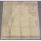 A WWII linen backed Admiralty chart No. 5123 Indian Ocean (May to October). Printed information to