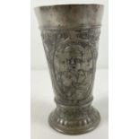 A WWI era German pewter beaker by N.B.M to commemorate the battleship S.M.S. Nassau commissioned