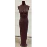 A modern full sized dress mannequin with embossed fabric scroll & foliate design. Approx. 160cm