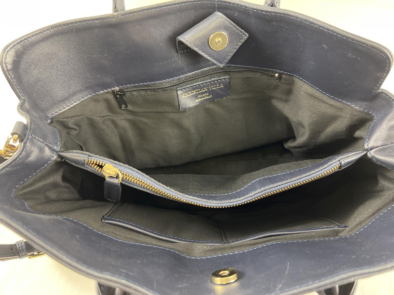2 designer leather handbags. A mustard leather grab bag by Jasper Conran together with a navy blue - Image 2 of 3