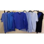 A collection of 6 women's tops and blouses in shades of blue. To include examples by Noto and