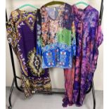 3 vintage ethnic style Kaftans, to include pure silk example.