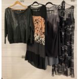 4 items of Mint Velvet womens designer clothing. 2 x size 14 chiffon dresses; a size 16 belted dress