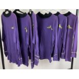 6 theatre costume purple long sleeved Star Trek style tops.