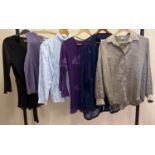 6 women's blouses and shirts in varying colours and styles. To include satin, beaded chiffon and