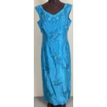 A ladies vintage 1960's sleeveless cocktail dress with floral applique and foliate embroidery