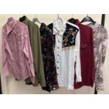 6 women's blouses and shirts in varying styles and patterns to include animal print, Country &