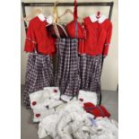 A collection of assorted theatre costume matching clothing and accessories. To include: 2 jacket