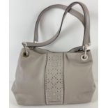 A soft pearl grey leather "Raven" shoulder tote handbag by Michael Kors complete with original