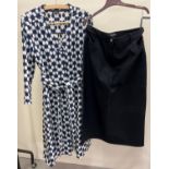 2 items of women's Jaeger clothing. A geometric design belted shift dress together with a NTW