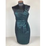 A Terani Couture bandeau fitted short cocktail dress with pleated design and single shoulder